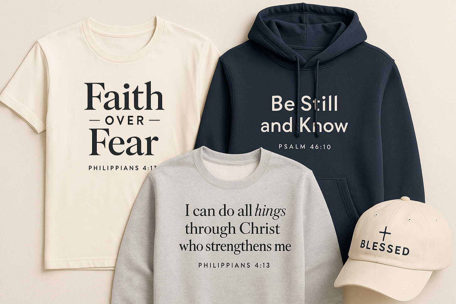 Generate clothing that has has bible text or verses on them